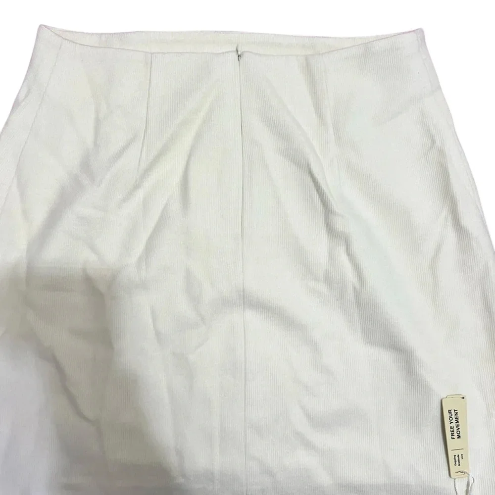 NEW OGL MOVE Ivory Size S Brushed Mid-Waist Split Mini Skirt Beige Off White